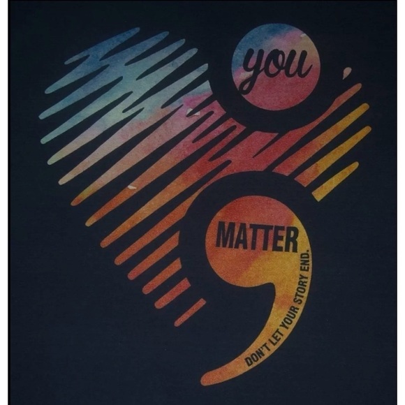 ; You Matter Tee Shirt Suicide Prevention Don't Let Your Story End Navy Blue M - Picture 3 of 6